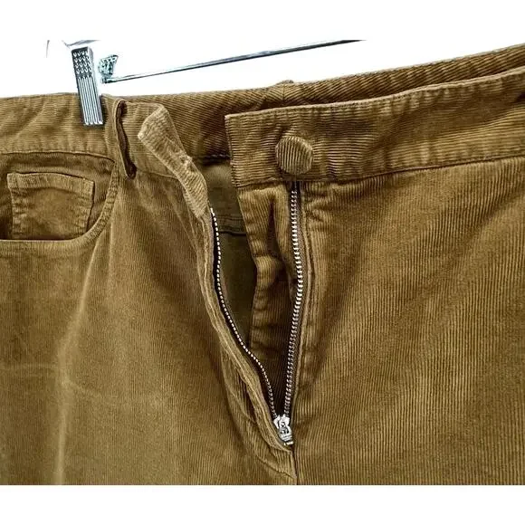 Theory Pants Womens 12 Tan‎ Gold Corduroy Slim Straight High Rise Modern Classic - Picture 4 of 15